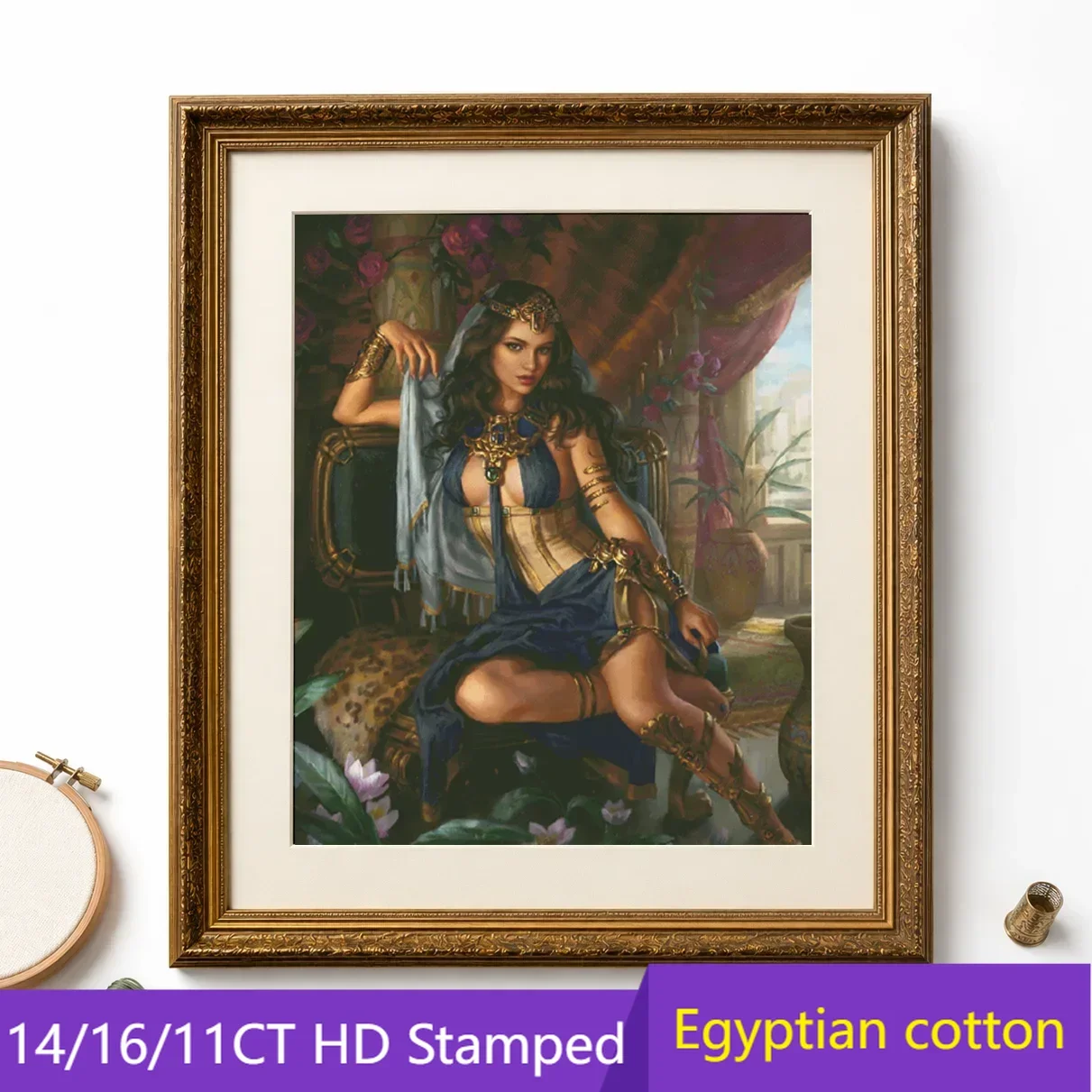 [ZZ8744 - Queen of Babylon] Printed Cross Stitch Kit 11CT 14CT 16CT 18CT, Embroidery Craft Supplies, Cotton Thread Set
