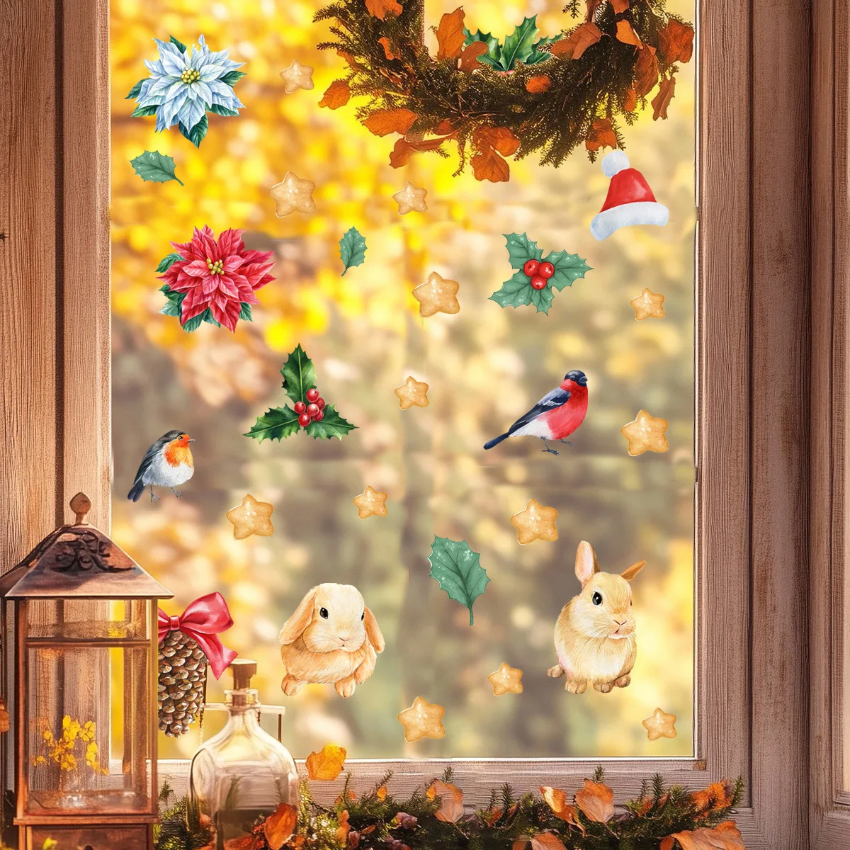 Festive PVC WFor all Stickers for ChristmFor as EFor asy For applicFor ation RemovFor able Design Size 30 by 60 Centimeters