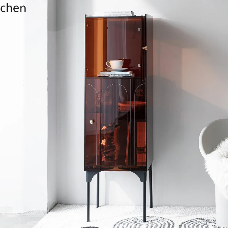 YFY gray square Internet celebrity acrylic locker small wine cabinet floor vertical storage bookcase