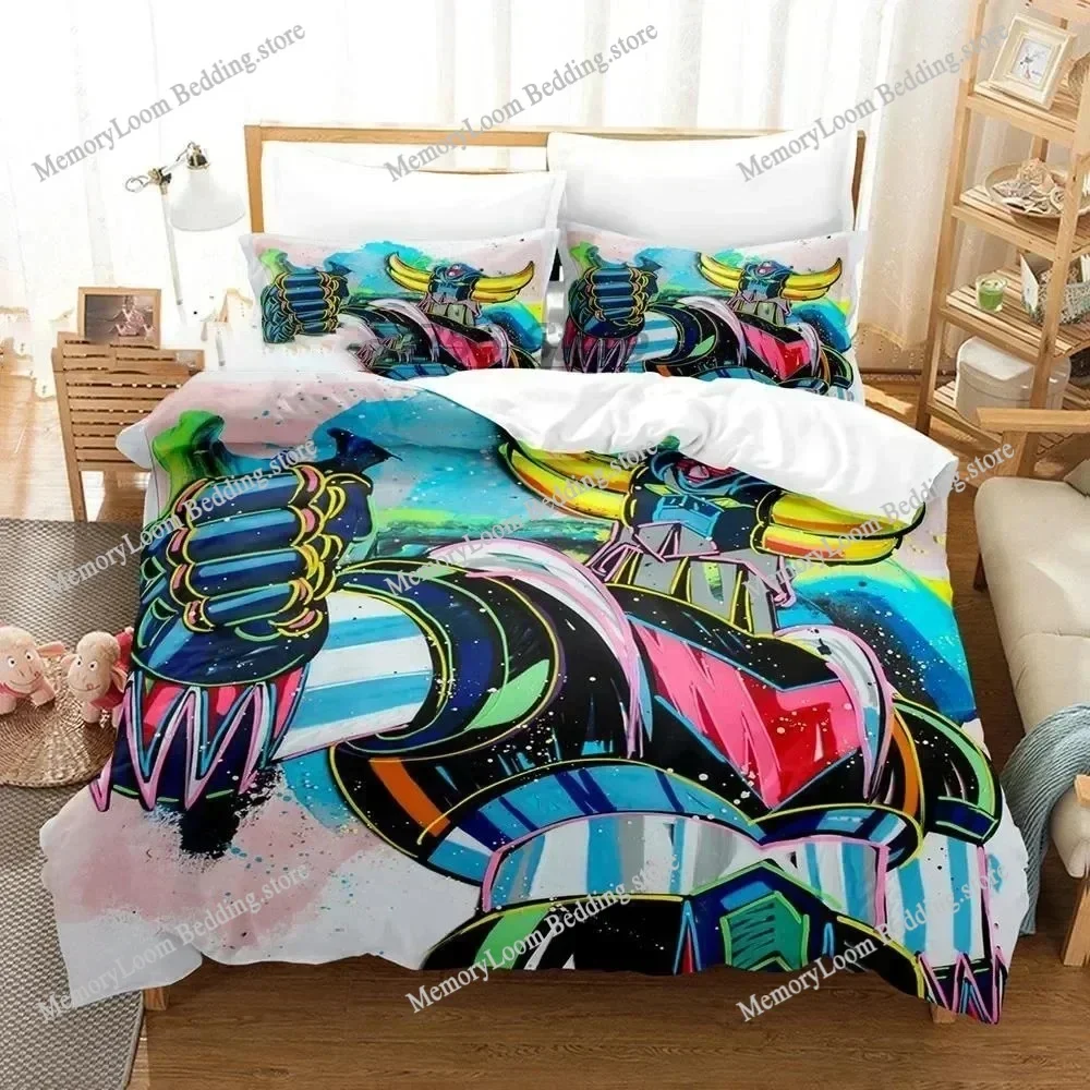 Goldorak Grendizer Premium Luxury Bedding Set Japan Cartoon Soft Duvet Cover Plush Comforter Bedspread Twin/Single Size Printed