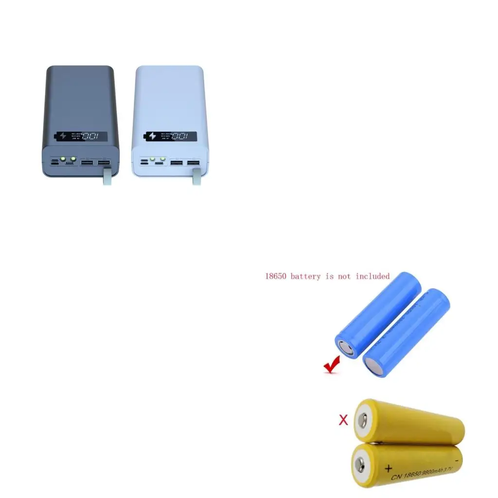 Multifunctional for Shell Box with 2 USB Output Ports 12 Slot Batteries Container DIY for Case