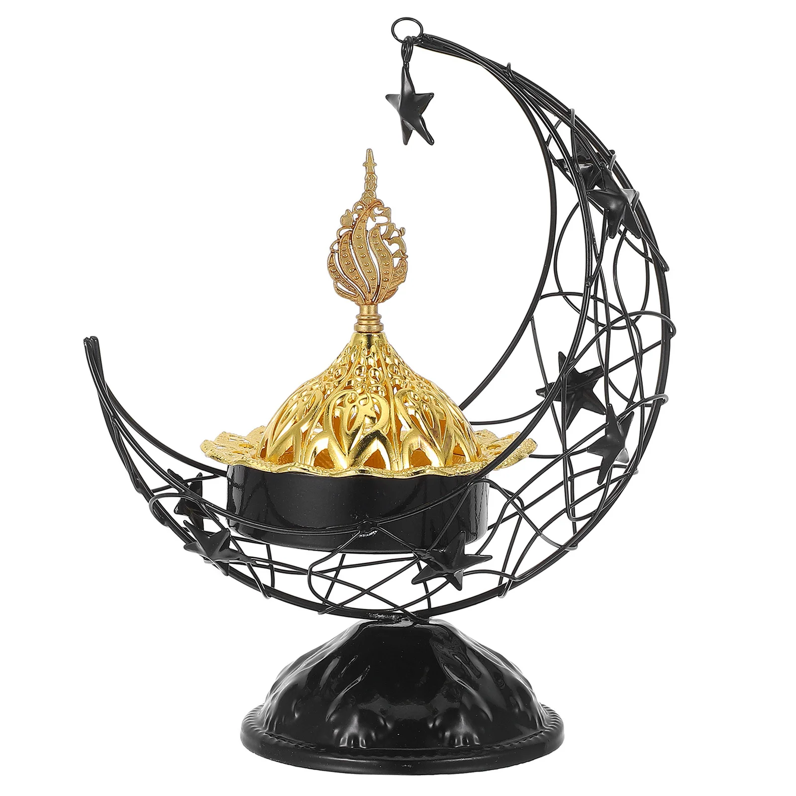 

Moon Shaped Middle Eastern Iron Incense Burner Metal Censer Ramadan Aromatherapy Tabletop Decoration Eid Mubarak