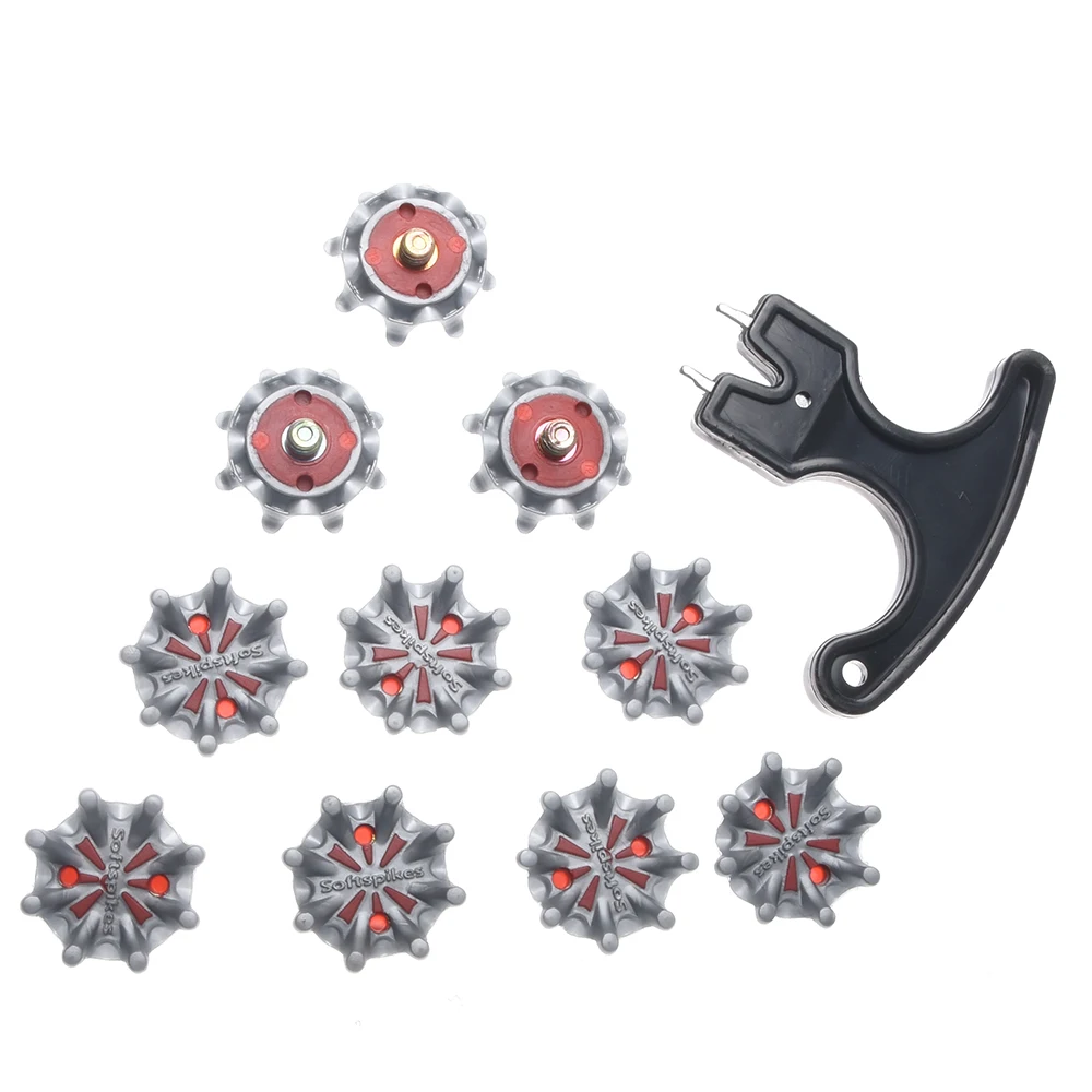 10Pcs Soft Golf Shoe Spikes Metal Thread Studs Replacement Twist Shoe Spikes Replacement Set With Wrench Tool