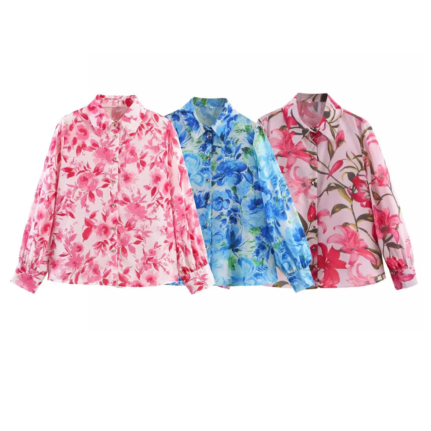 Withered 2026 New Fashionable Temperament Women's Loose Long Sleeved Floral Printed Shirt Blouses Women's Clothes Shirts Tops