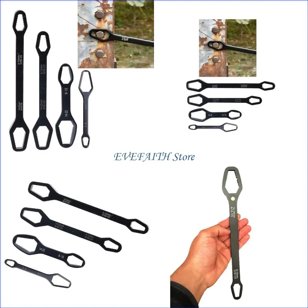 

124B Multiple Size SelfTightening Spanner 4Pcs Highly Performances Steel Wrench For Mechanics And Handymen Repair Tool