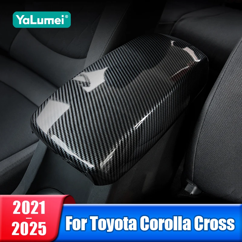 

Car Armrest Box Protector Cover Trim For Toyota Corolla Cross XG10 2021 2022 2023 2024 2025 Hybrid ABS Carbon Accessories