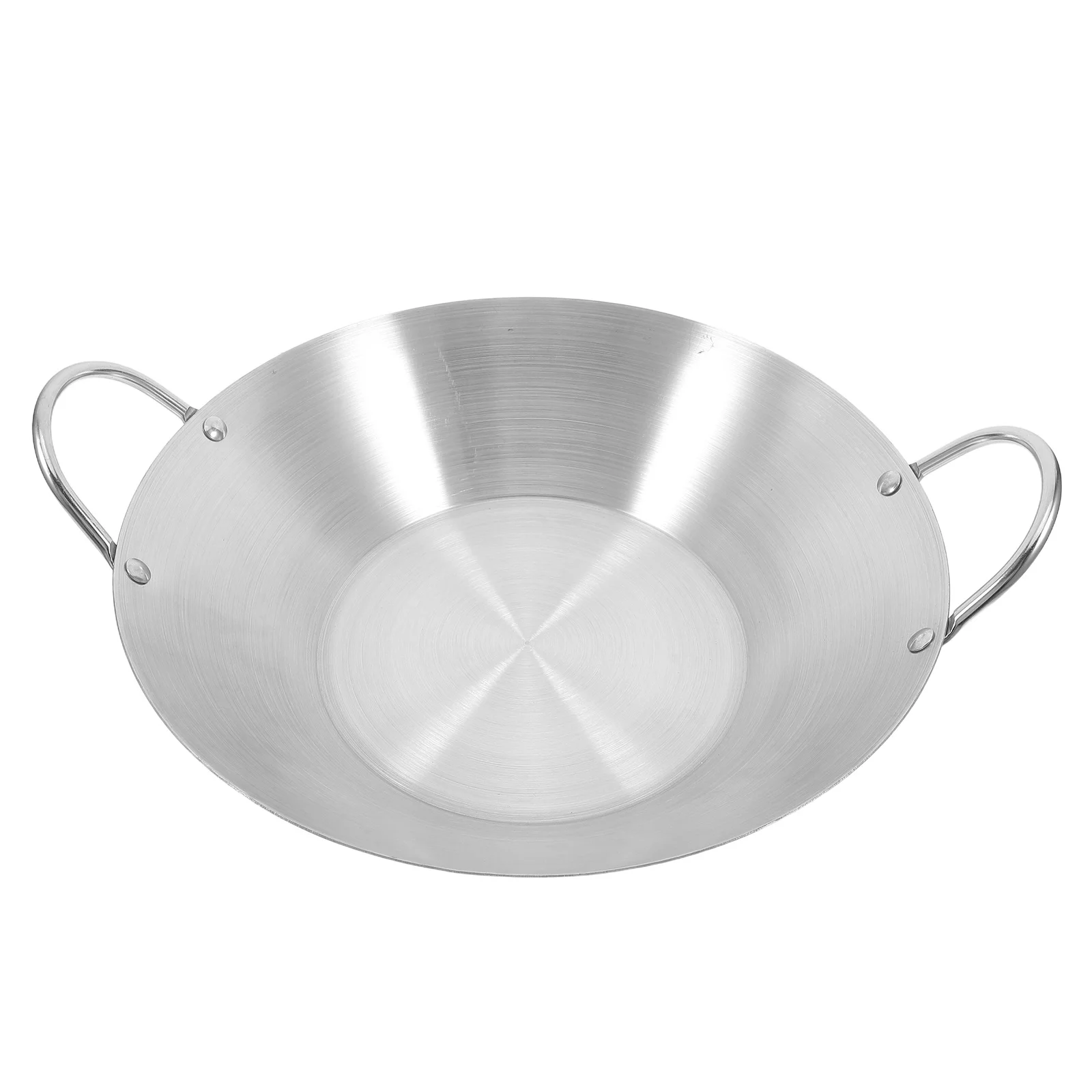 

Stainless Steel Wok Flat Bottom Dry Cooking Dual Handles Large Capacity Camping Hot Stir Fry Pan Kitchen Cookware Soup Pot