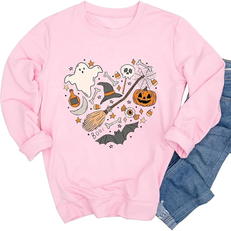 Halloween pumpkin women's sportswear casual new fashionable loose Thanksgiving pattern long sleeve top