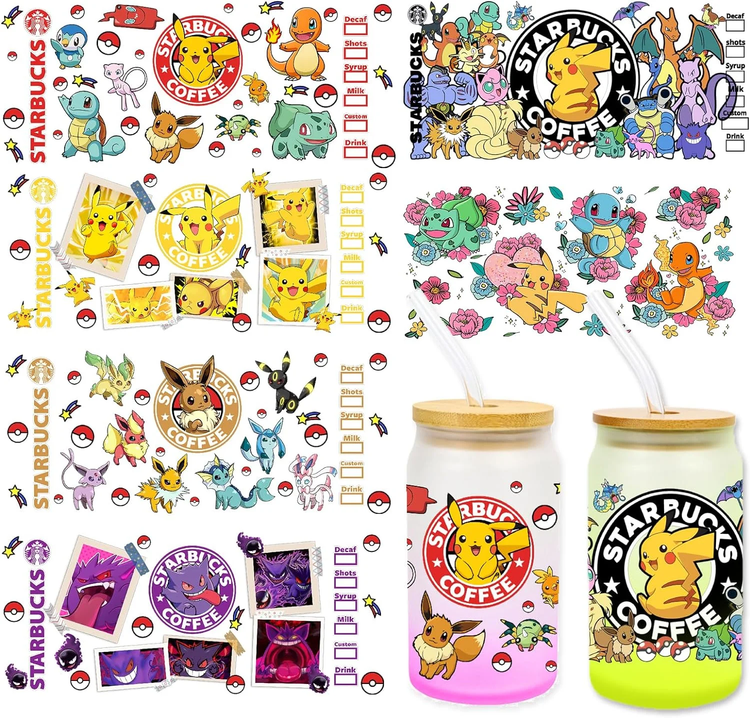 Miniso Cartoon Elf 16OZ UV DTF naklejka na kubek do szkła Libbey puszka do butelek samoprzylepna zmywalna DIY na zamówienie
