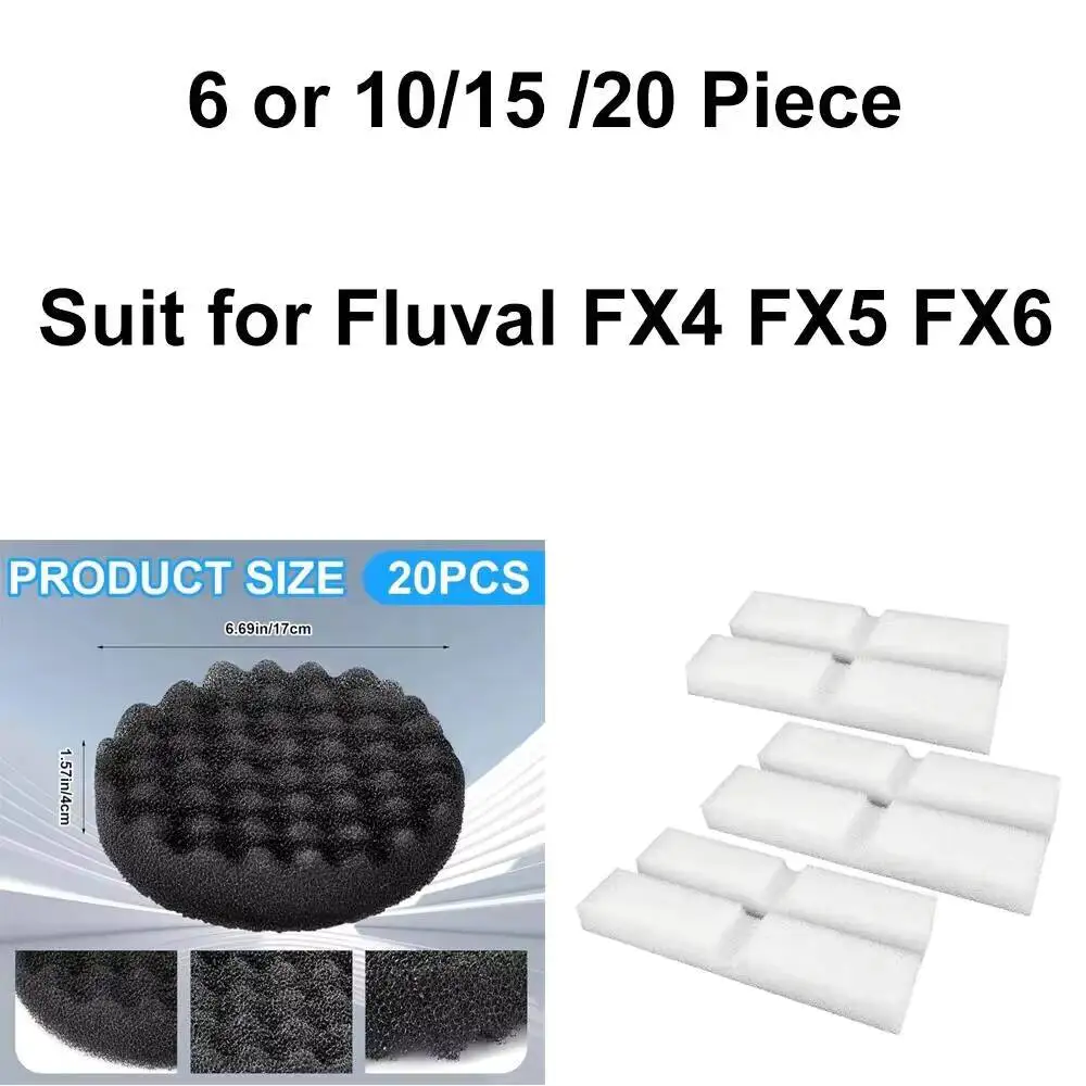 Almohadilla de espuma Compatible de 6 o 10/15 /20 piezas apta para filtro de acuario Fluval FX4/FX5/FX6