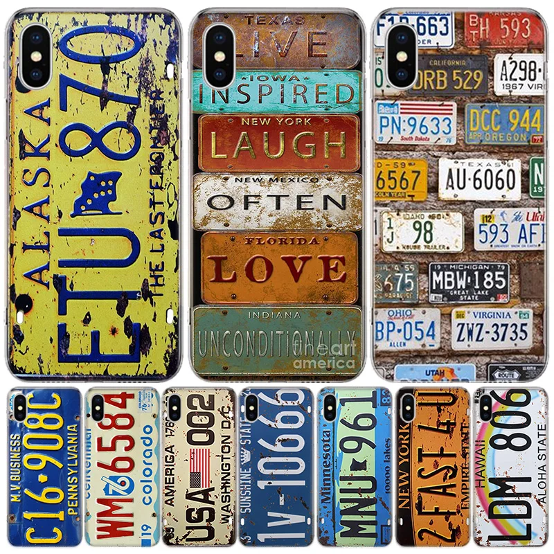 funny License New York plate number Case for iPhone 12 13 Mini 14 Plus 15 16 Pro Max 11 X XS Max Clear TPU Protective P