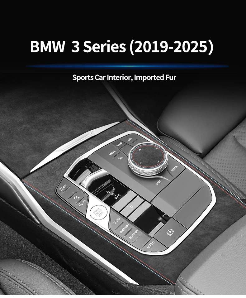 Für BMW 3er G20 G21 G28 Mittelkonsolen-Panel und Knopfabdeckung, Zierrahmen-Aufkleber, hergestellt aus Alcantara, Auto-Innenraum, individuelles Zubehör – Detail 1