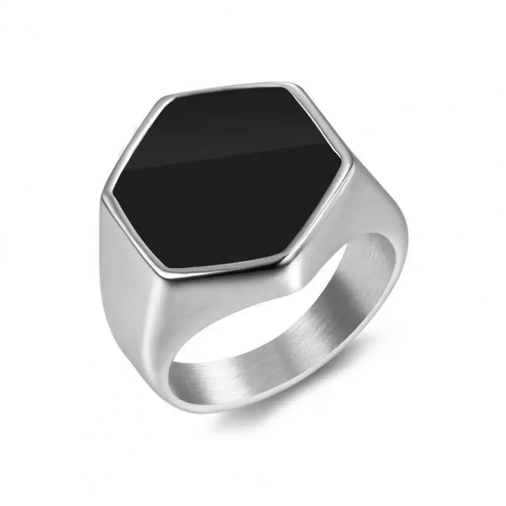 Stacking Ring Retro Hexagon Ring Set Polished Alloy Finger Jewelry Lightweight Multi-size Anti-rust Contrast Color Accessories