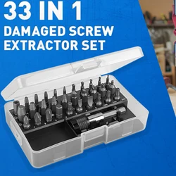 33 in 1 Broken Screw Extractor Set with Socket Extension Rod Universal Removal Tool for Broken Bolts Stripping Screw Extractor