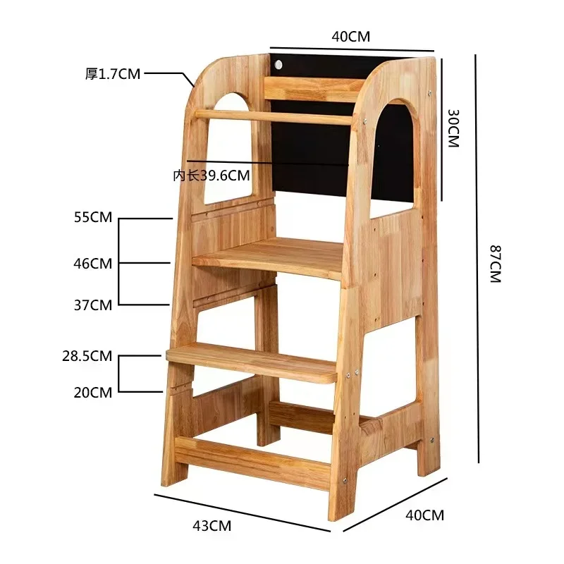 Taburete de paso de cocina para niños con pizarra de riel de seguridad, taburete de paso plegable, torre de aprendizaje