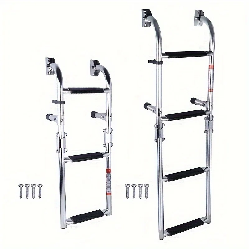 

[Foldable Boat Ladder] 316 Stainless Steel Boat Ladder 3 Step/ 4 Step Foldable Boarding Ladder Stern Foldable Boat Launching Ladder Suitable for Yachts/ Ships