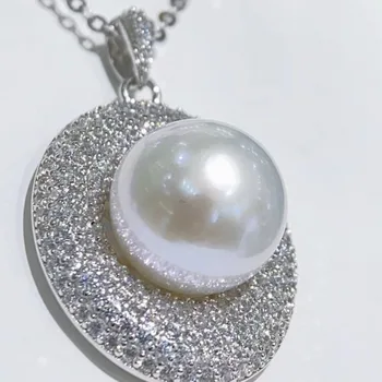 Fine 11-12mm Natural Sea Genuine Pearl Pendants Design  for Women Wedding Jewelry 925 Sterling Silver
