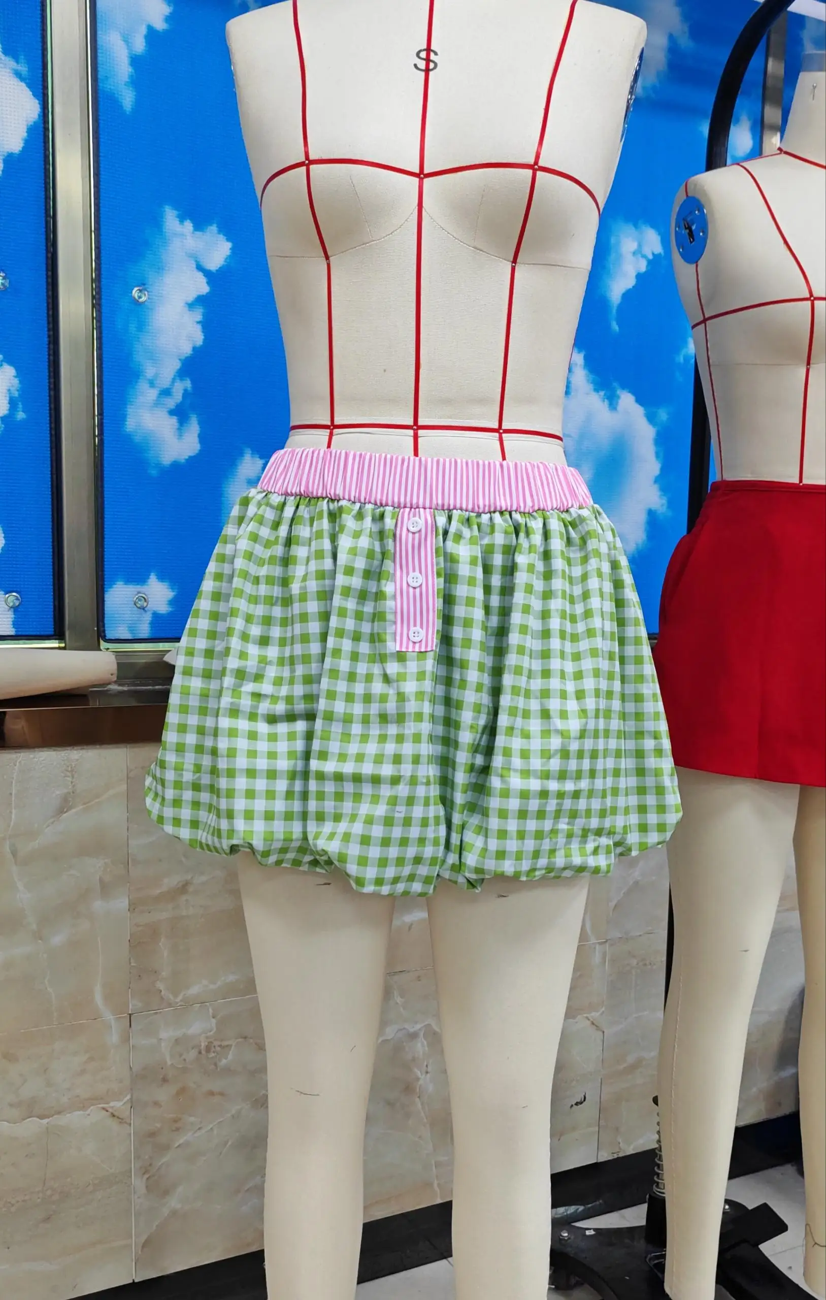 

Женские летние мини-юбки Юбка в клетку с эластичной лентой для повседневного использования, путешествий, вечеринок