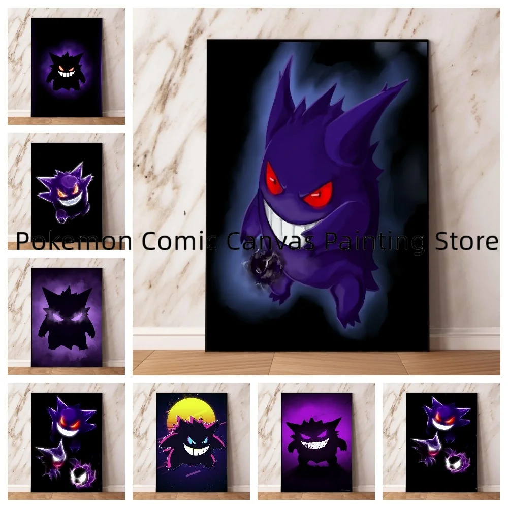 

Japanese Anime Pokémon Gengar Stickers and Posters Painting Canvas Wall Stickers Artwork Home Decor Children's Gift Picture