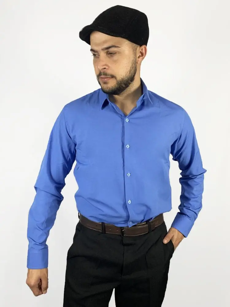 Blue Slim Long Sleeve Social Shirt