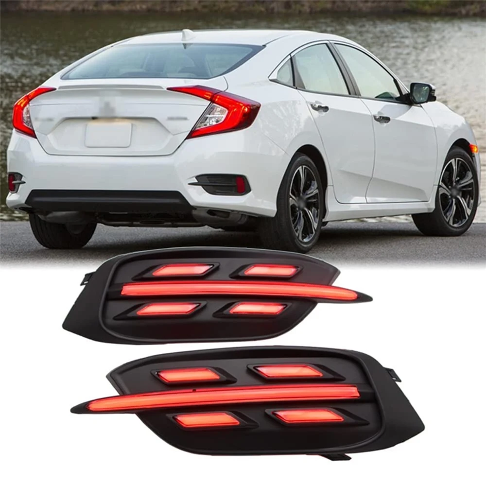 

Pair Rear Bumper Tail Light For Honda Civic Sedan 2016 2017 2018 2019 2020 2021 Rear Bumper Tail Turn signal Light