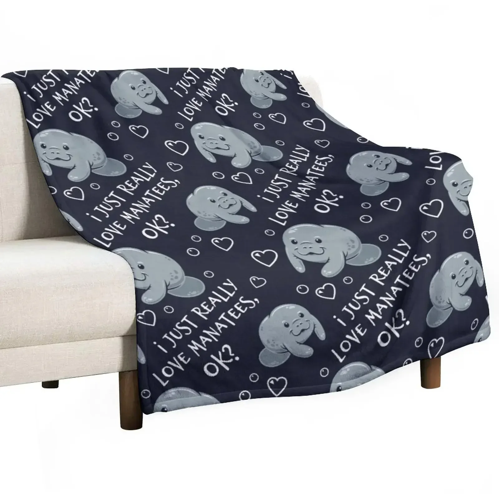 I Just Really Love Manatees, OK? Throw Blanket Furry christmas gifts Thermals For Travel Blankets