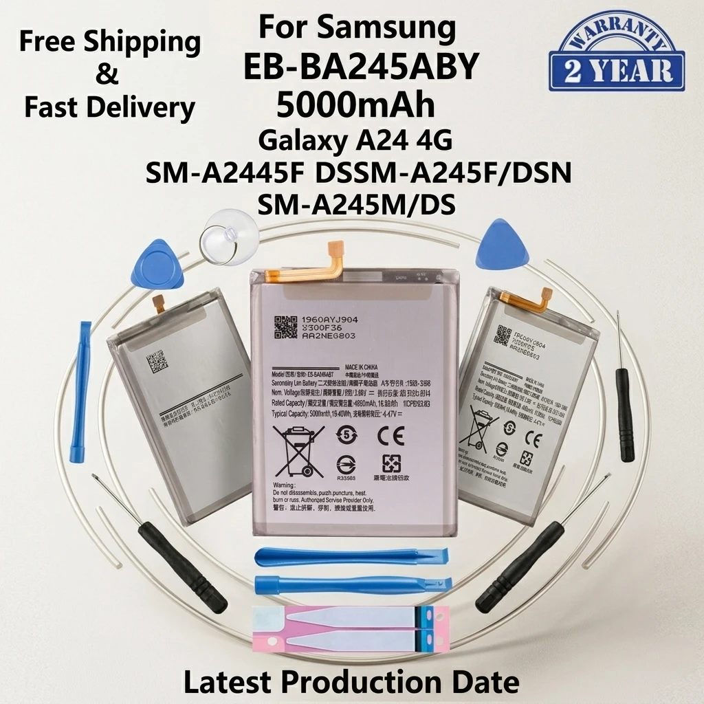 

EB-BA245ABY Battery for Samsung Galaxy A24 4G, 5000mAh High Capacity Replacement for SM-A245F SM-A245M DS DSN