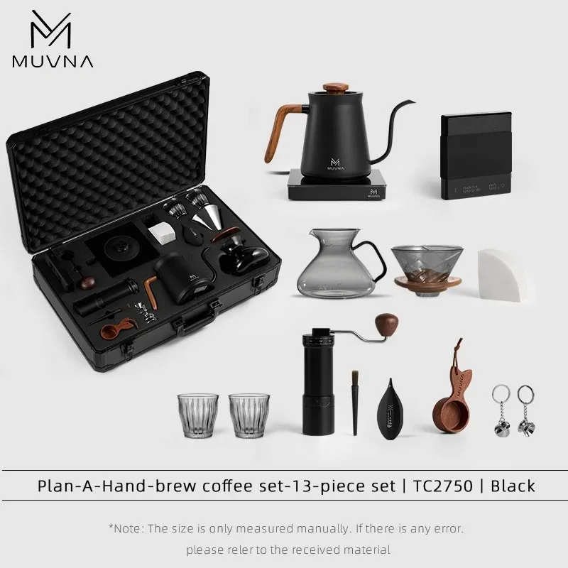MUVNA 13-delige draagbare koffiemaker, pour-over koffieset, reiskoffie-accessoires, koffiefilterset voor barista-cadeaus