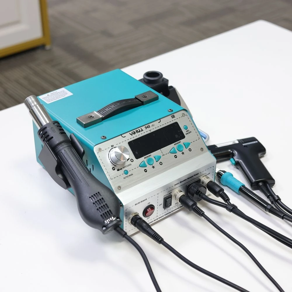 

YIHUA 948-II Suction Tin Gun Desoldering Station Hot Air Gun Soldering Iron Suction Pen 4 IN 1 Intelligent Soldering Station