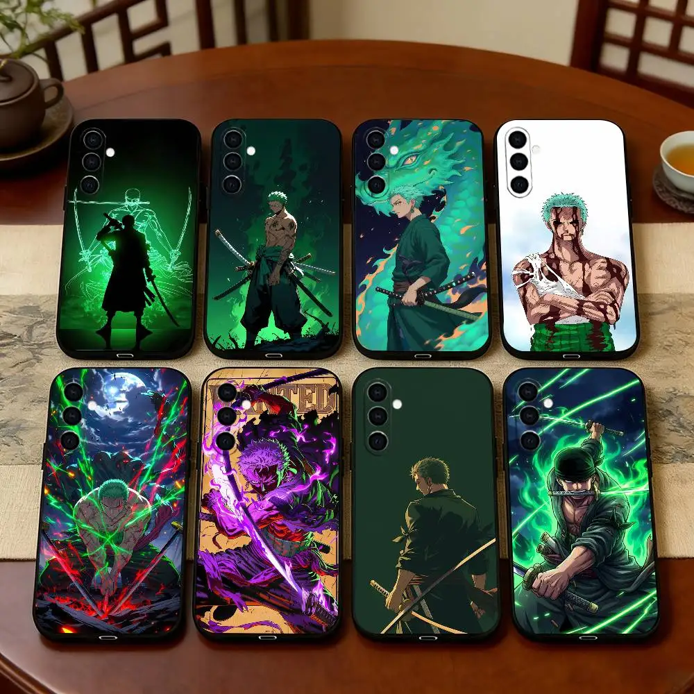 O-One P-Piece Z-Zoro Phone Case Black Silicone Soft For Samsung Galaxy A73,A72,A71,A70,A53,A52,A51