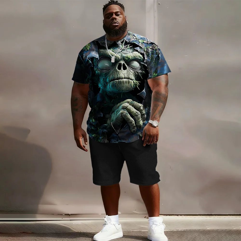 

Мужской комплект с короткими рукавами и короткими рукавами больших размеров S-9xl: Modern Playful — 2 предмета большого и высокого кроя, приятная для кожи ткань