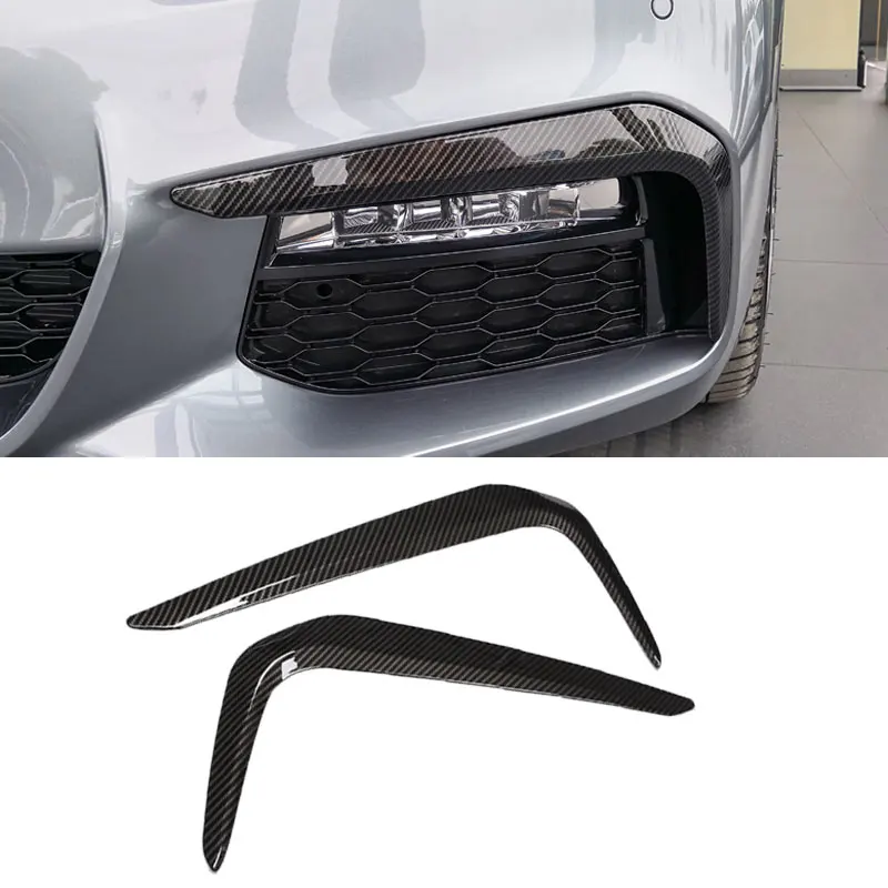 

For BMW 5 Series G30 530liM 2018 - 2022 2pcs ABS Carbon Fiber Texture Front Fog Lights Lamp Eyelid Eyebrows Strips Cover Trim