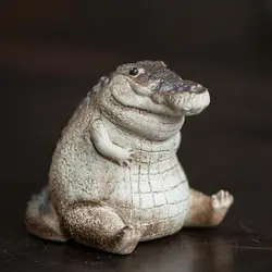 Animal Figurines Alligator Figure Chubby crocodile Ornament Resin Animal Figurines Garden Decoration for Lawn Desktop or Balcony