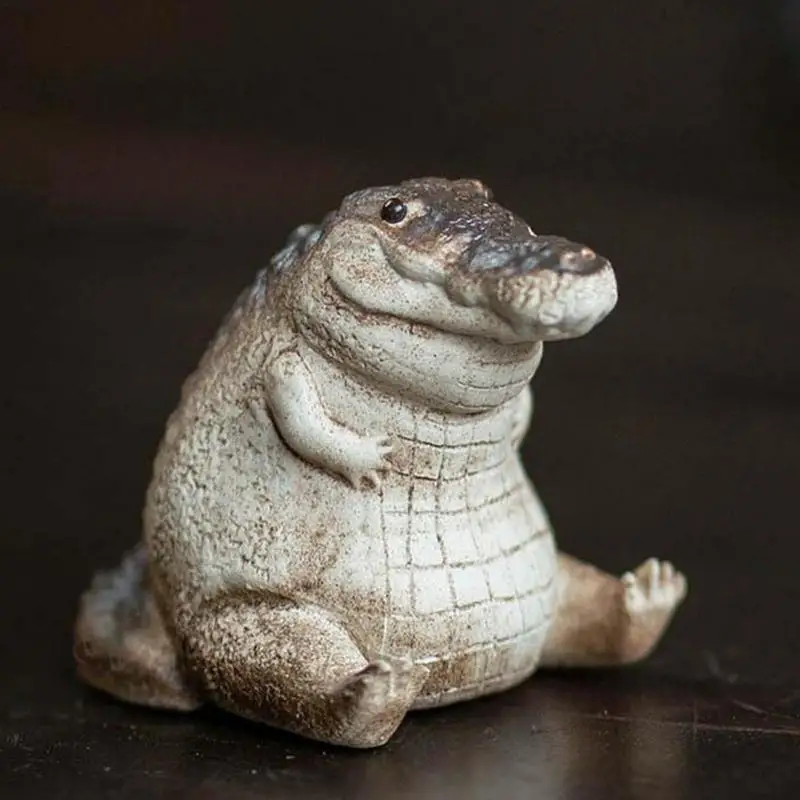 Figurki zwierząt Figurka aligatora Chubby krokodyl Ozdoba Żywiczne figurki zwierząt Dekoracja ogrodu na trawnik lub balkon