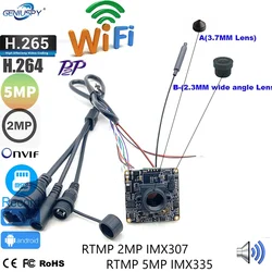 RTMP RTSP 1080P 2MP 5MP IMX335 Hd Micro P2P Dimensioni 38*38mm Fai da te Modulo telecamera IP wireless Wifi Slot per scheda SD Costruisci microfono Camhi
