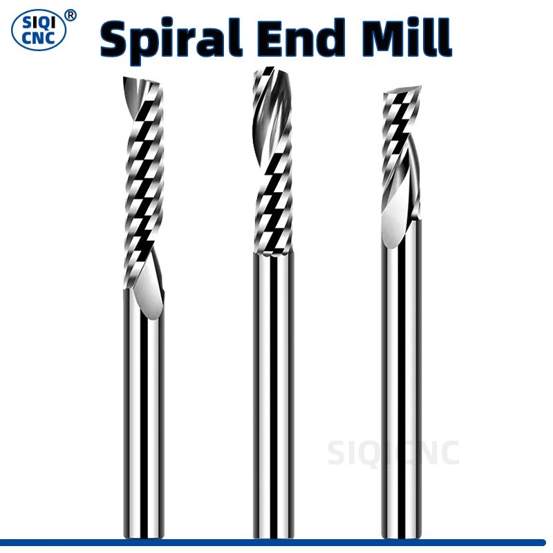 

Spiral End Mill 3.175/4/5/6/8mm Shank Single Flute Milling cutters 3D CNC Router Bit Engraving Cut for Acrylic Wood Aluminum