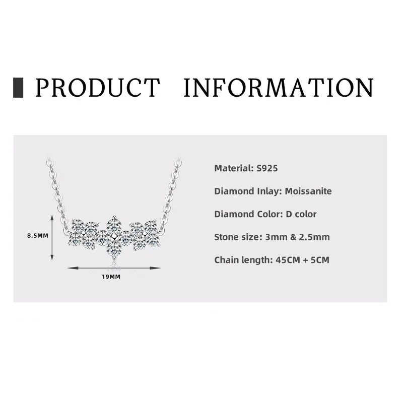 RAPRGOLD D Colore Moissanite Quattro Trifoglio Collana con ciondolo con ciondolo per le donne S925 Catene in argento sterling Regali di gioielleria raffinata per matrimoni