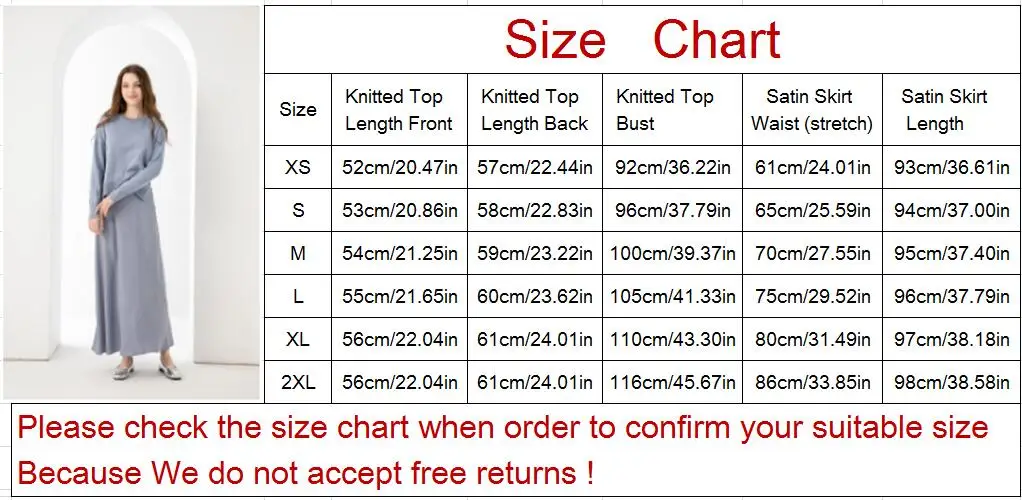 AS 2024 spring summer elegant graceful woman clothing loose fitting knitting top+matte satin skirt with lining (ship out in 1 d)