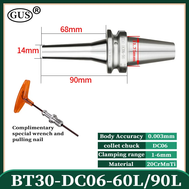 BT30 BT40 BBT40 Tool Holder DC Collets Pull Back DC4 DC6 DC8 DC12 High Precision Chuck for CNC machining center lathe tools