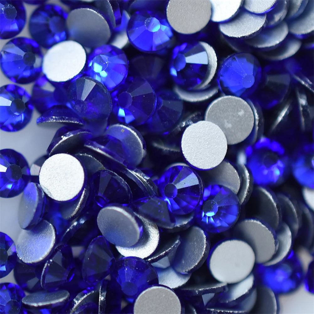 SWAGPICK SS4-30 Glass Royal Blue Sapphire Nail Art Decorations Gem Flatback Rhinestones Non HotFix Glue on Crystal Wedding Dress