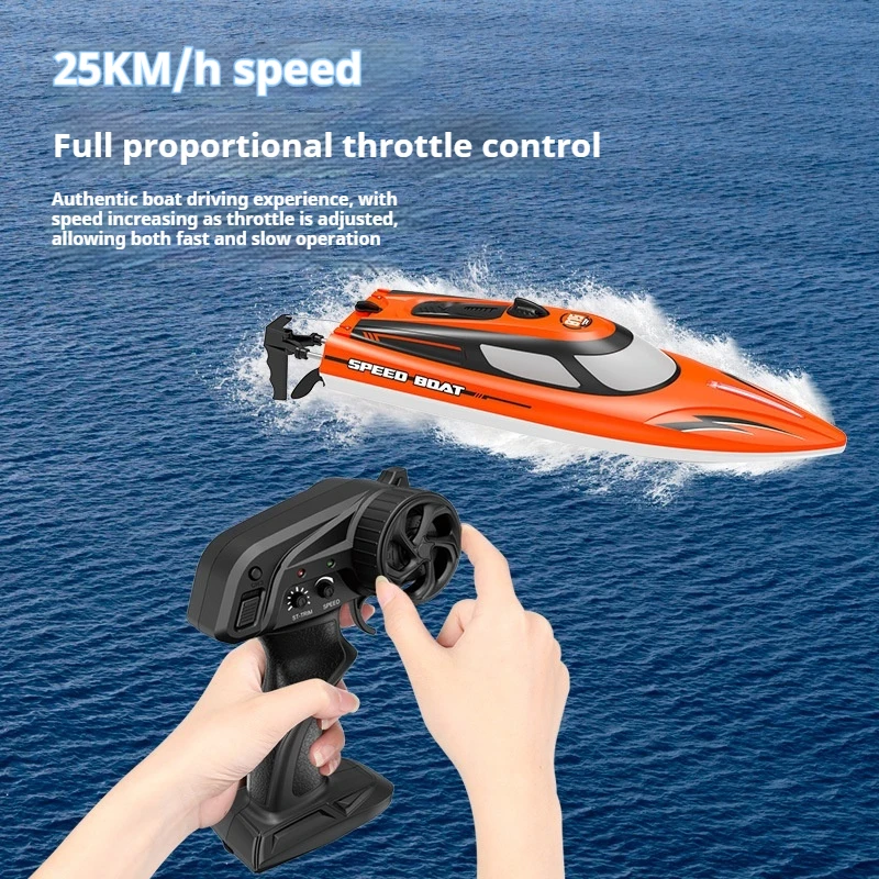 New Remote Control Rc High-Speed Model Boat 2.4g Remote Control Speedboat Children'S Electric Water Toy With Light Boat Model