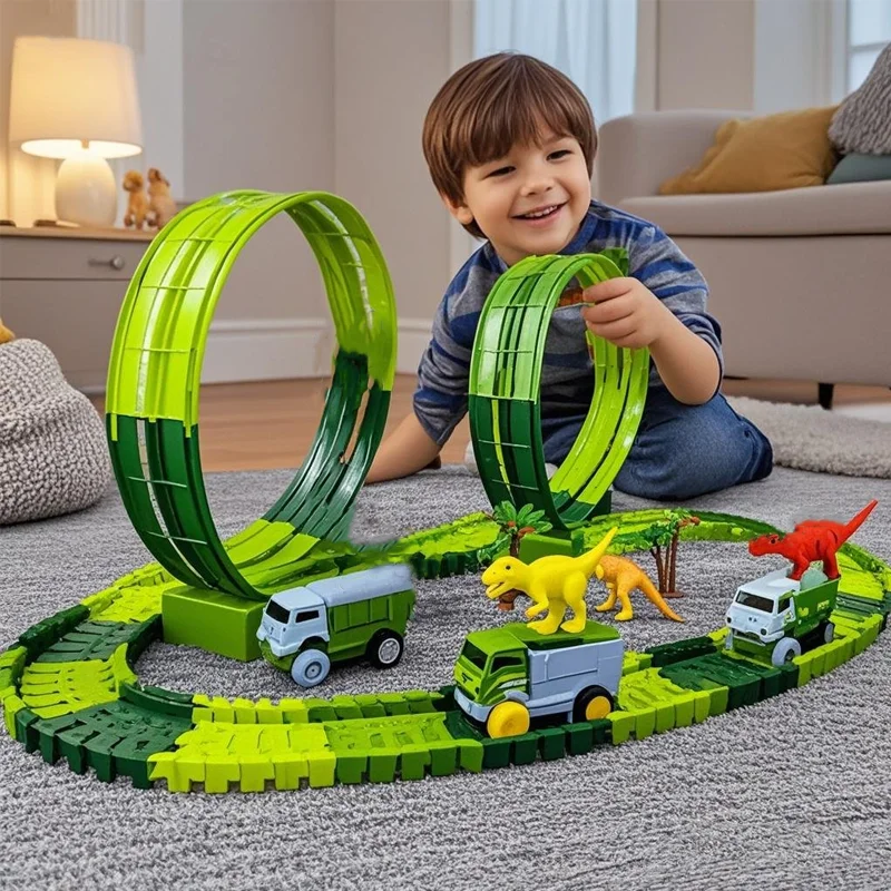 

Magic Climbing Electric dinosaur Track car Railway Toy Car Flexible track Toy Cars Educational Toys For Boys Quality Toy For Kid
