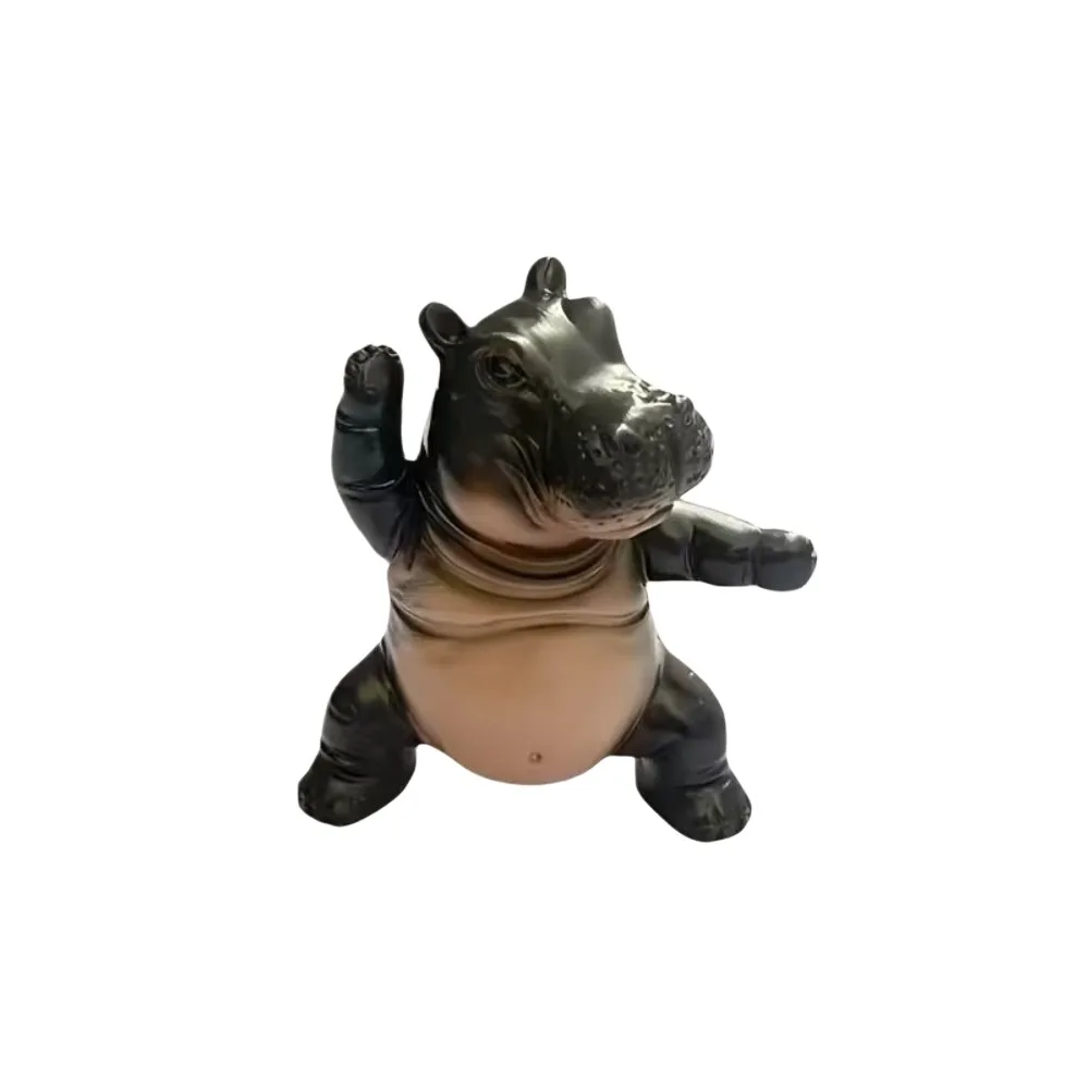 Resin Pose Yoga Hippo Statue with Meditation Asanas Challenging Clumsy Yoga Master Hippo Hippopotamus Decor Yoga Pose Figurine