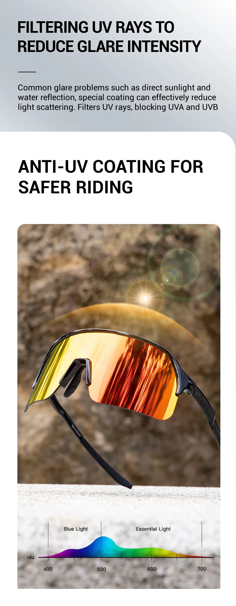 Kapvoe Sonnenbrille für Herren, Fahrradbrille, Fahren, Fahrradbrille, Radfahren, Damen, Straße, Mountainbike, Outdoor, Sportbrille, UV400 – Detail 6
