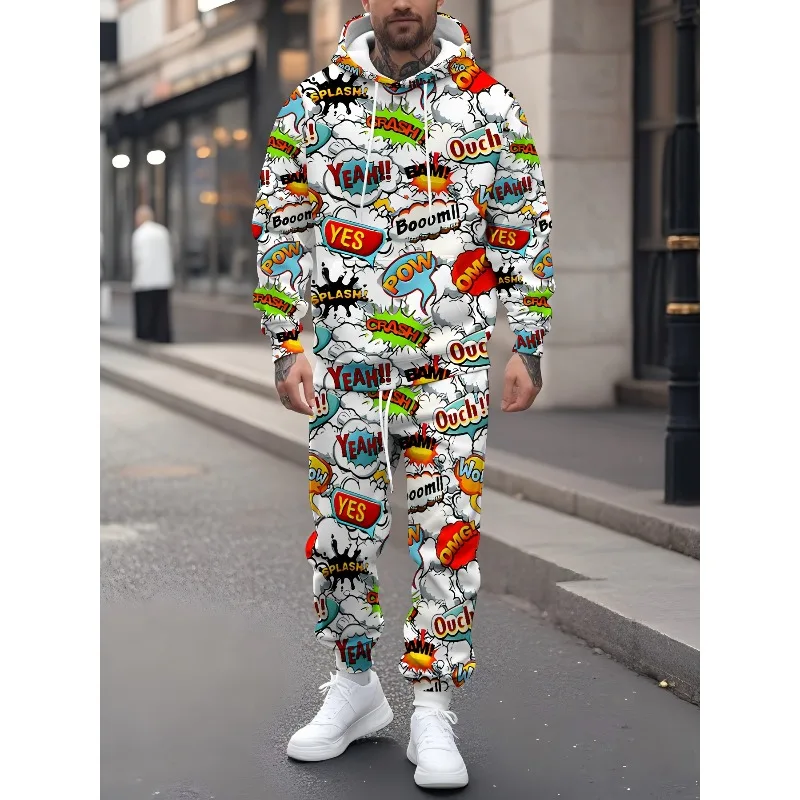 2025 New Trend Anime Pattern 3D Printed Hoodie Sports Pants Set Street Fashion Street Style Enthusiasts