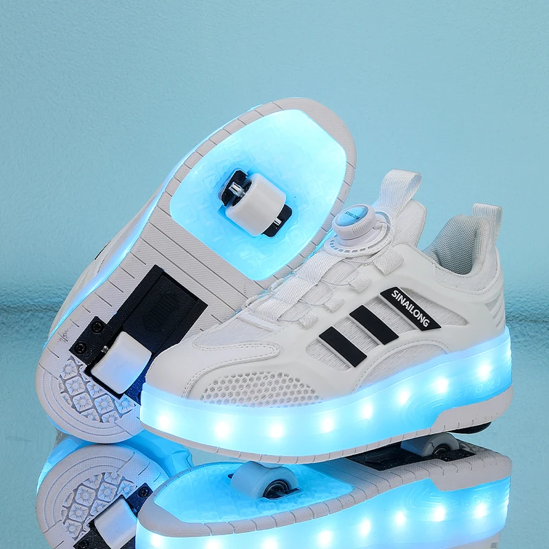 Children's 2-Wheels Luminous Glowing Sneakers  Kids Led Light Roller Skate Shoes Boys Girls USB Charging shoes