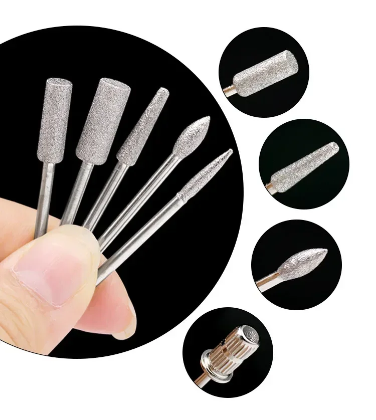 Conjunto de brocas para unhas, acessórios profissionais para arte em unhas, ferramentas em formato de cutícula para manicure e pedicure, polimento