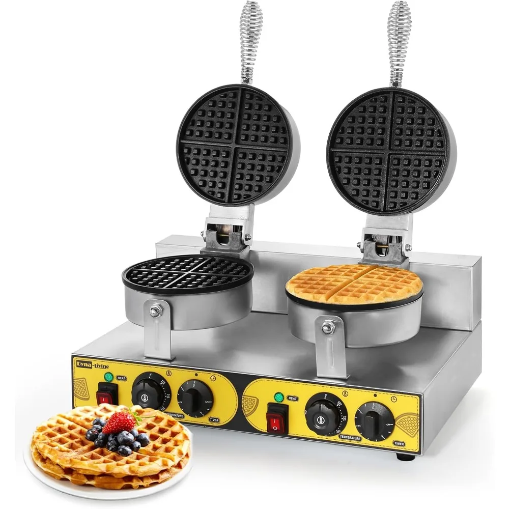 Commercial Waffle Maker Double Waffle Maker, 2400W Non-Stick Commercial Waffle Maker Stainless