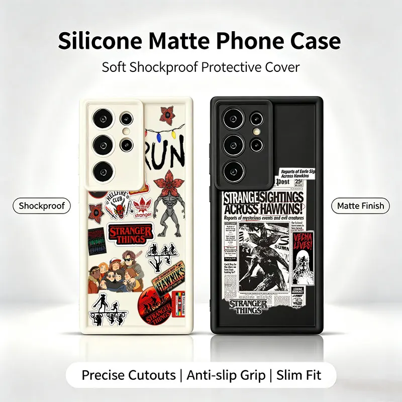 S-Stranger things Silicone Phone Case For  Samsung Galaxy S26 S25 S24 S23 S22 Ultra Plus S21 S20 FE Shockproof Cover