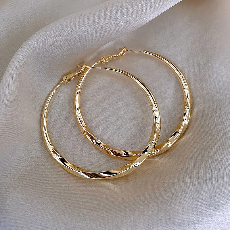 BLIJERY Hot Shiny Alloy Metal Hoop Earrings For Women Fashion Korean Jewelry Temperament Girl's Daily Wear Geometric Earring